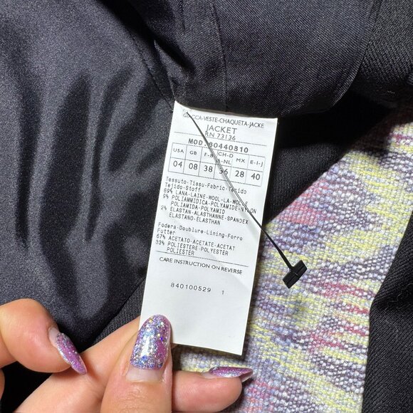 NWT MAX & CO Black Wool Blend Long Sleeve Crop Jacket Women's Size 4 - Picture 5 of 10